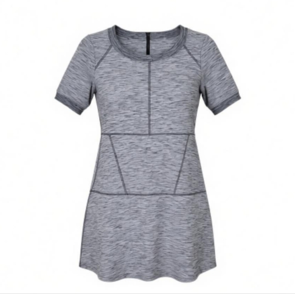 Athleta Dresses & Skirts - Athleta En Route Dress Size XS Heather Gray Short Sleeve 1/4 Back Zip Stretch